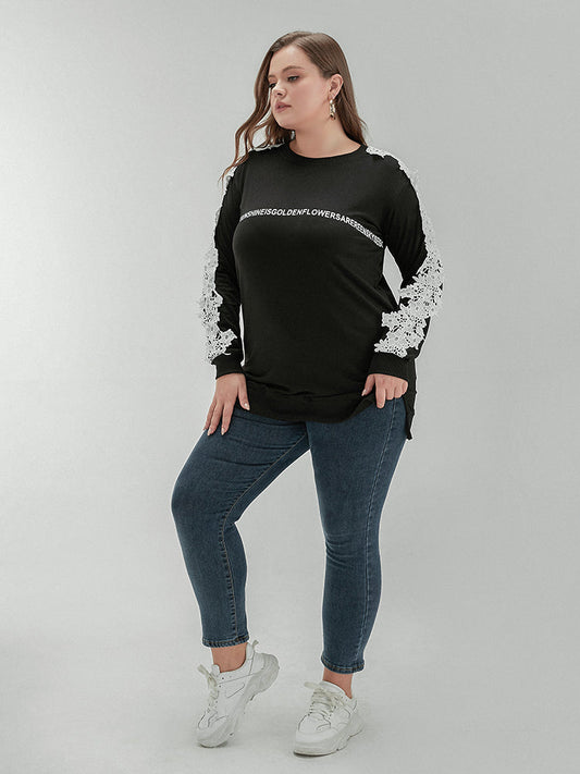 Broderie anglaise Black Sweatshirt