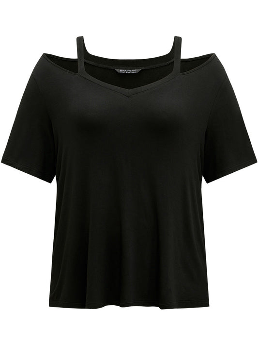 Supersoft Essentials Plain Hollow Out Short Sleeve T-shirt