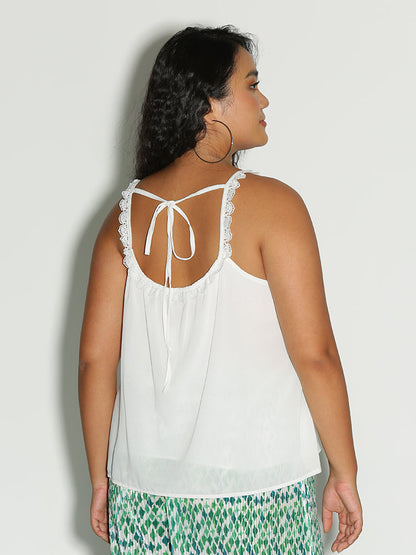 Knotted Back Lace T-Shirt
