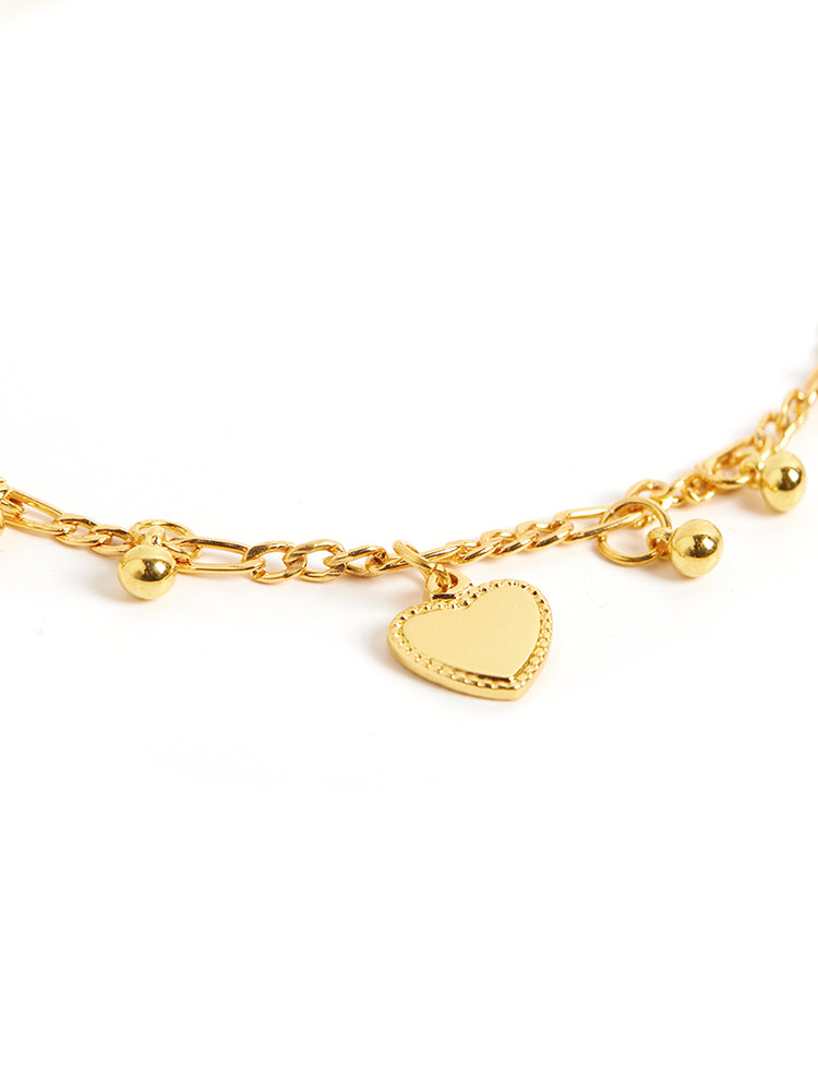 Beaded & Heart Charm Layered Bracelet