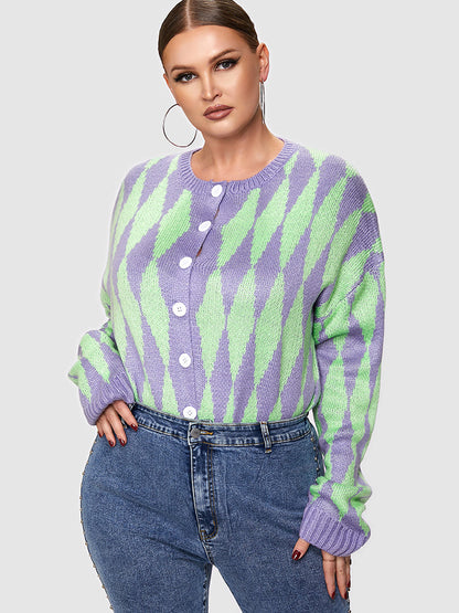 Argyle Pattern Button Cardigan