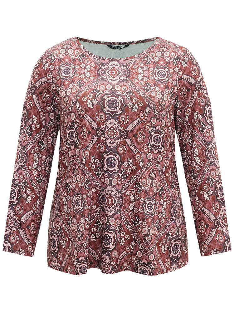 Bandana Print Round Neck T-shirt