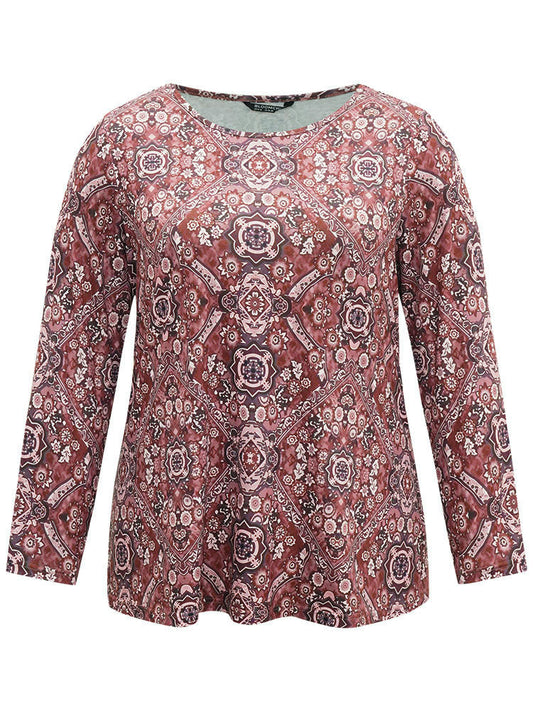 Bandana Print Round Neck T-shirt