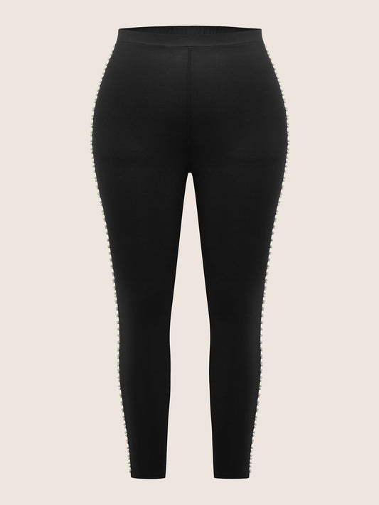 Pearl Beaded High Rise Skinny Leggings