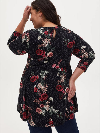 Cross Floral Printed Blouse