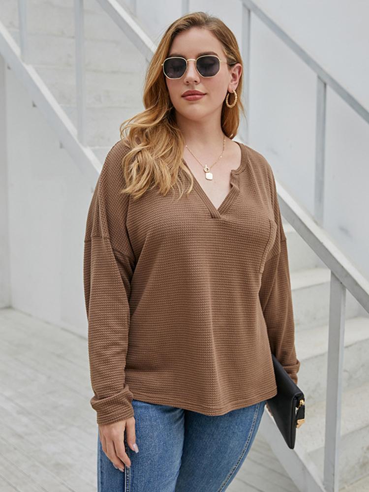 Basic Waffle V-neck T-shirt