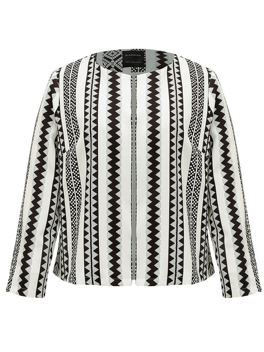 Geometric Boho Print Open Front Jacket