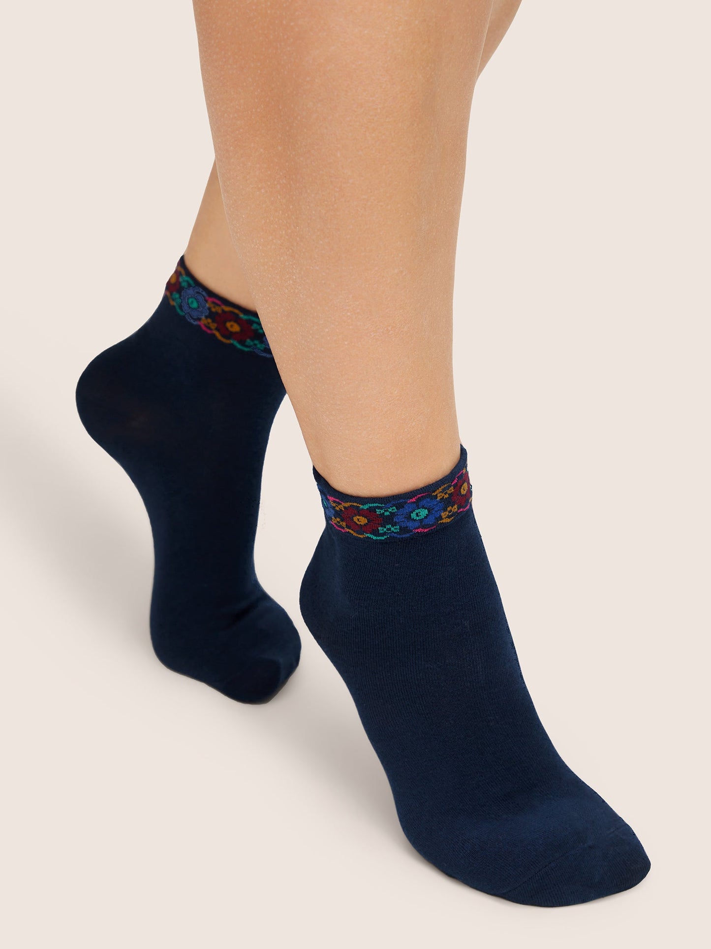 3 Pairs Contrast Boho Print Socks