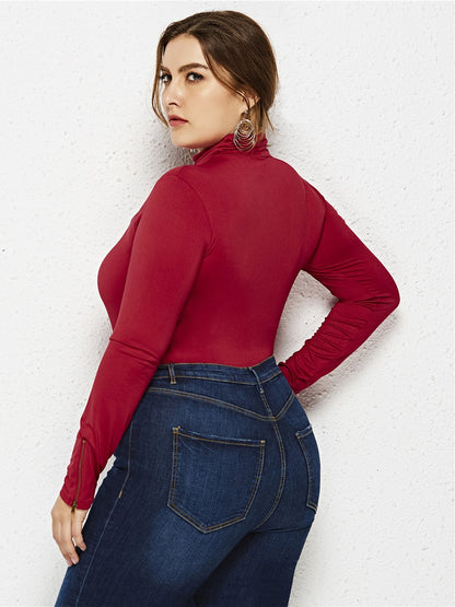 Basic Turtleneck Solid Color Bodysuits