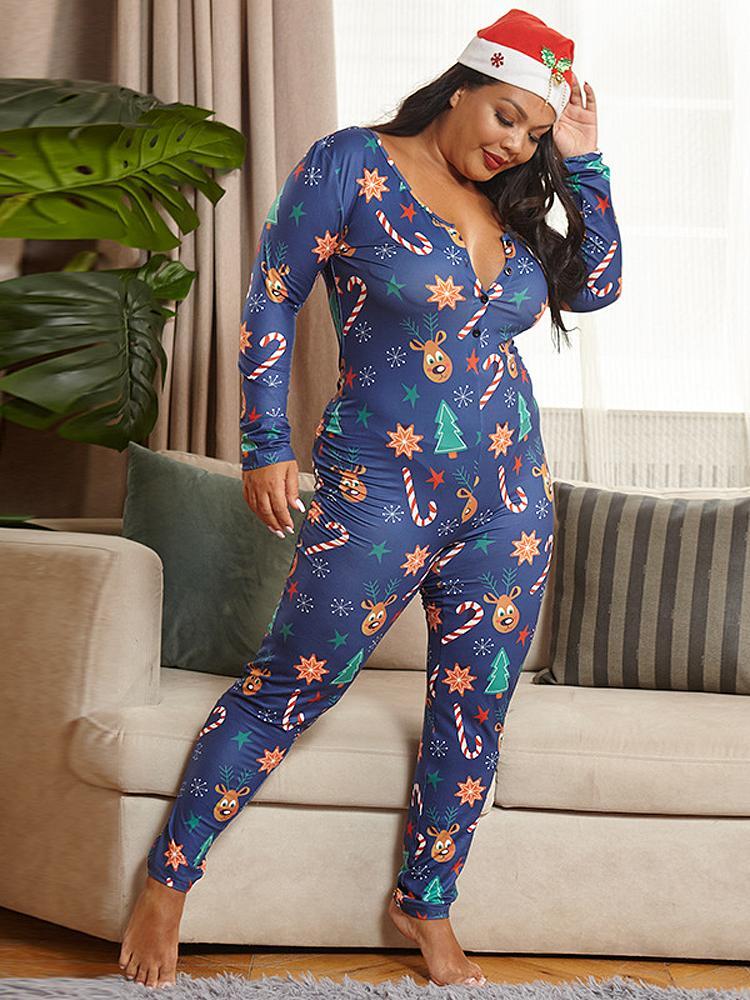 Printed V-neck Slim Fit Jumpsuit