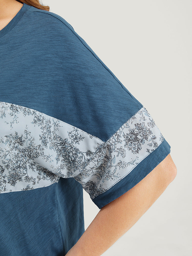 Plant Patchwork Dolman Sleeve T-shirt