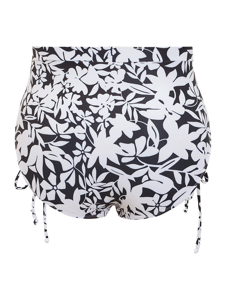 Floral Ruched Knot Drawstring Bikini Bottom