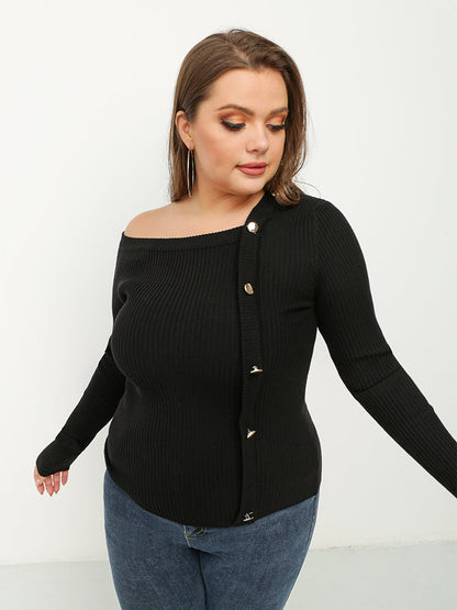 Irregular Neck Cold Shoulder Sweater