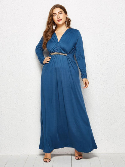 Ruched Decoration V-neck Maxi Dress