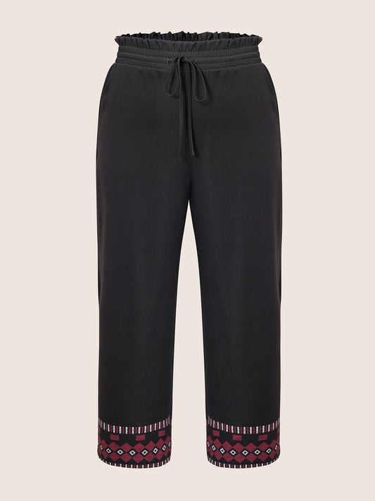 Bandana Print Paperbag Waist Drawstring Pants