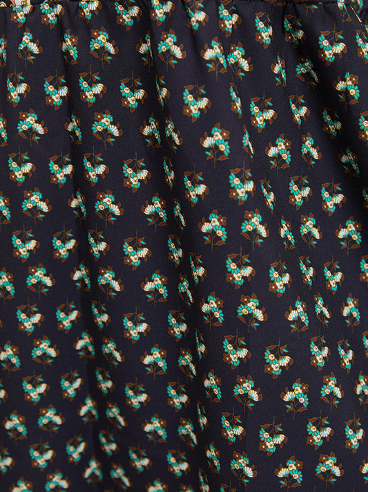 Bandana Print Notched Lantern Sleeve Blouse