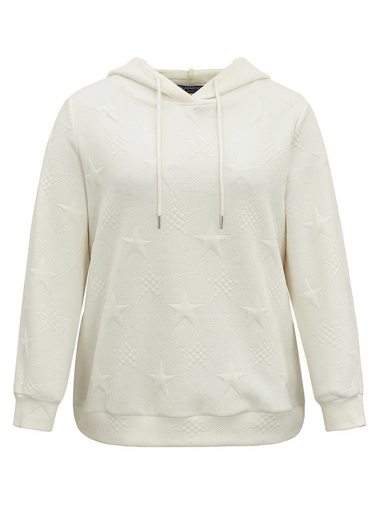 Plain Star Jacquard Hooded Sweatshirt