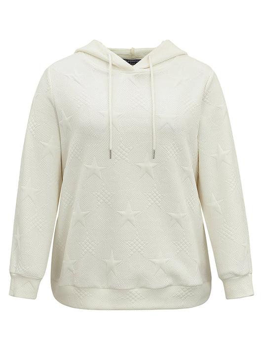 Plain Star Jacquard Hooded Sweatshirt