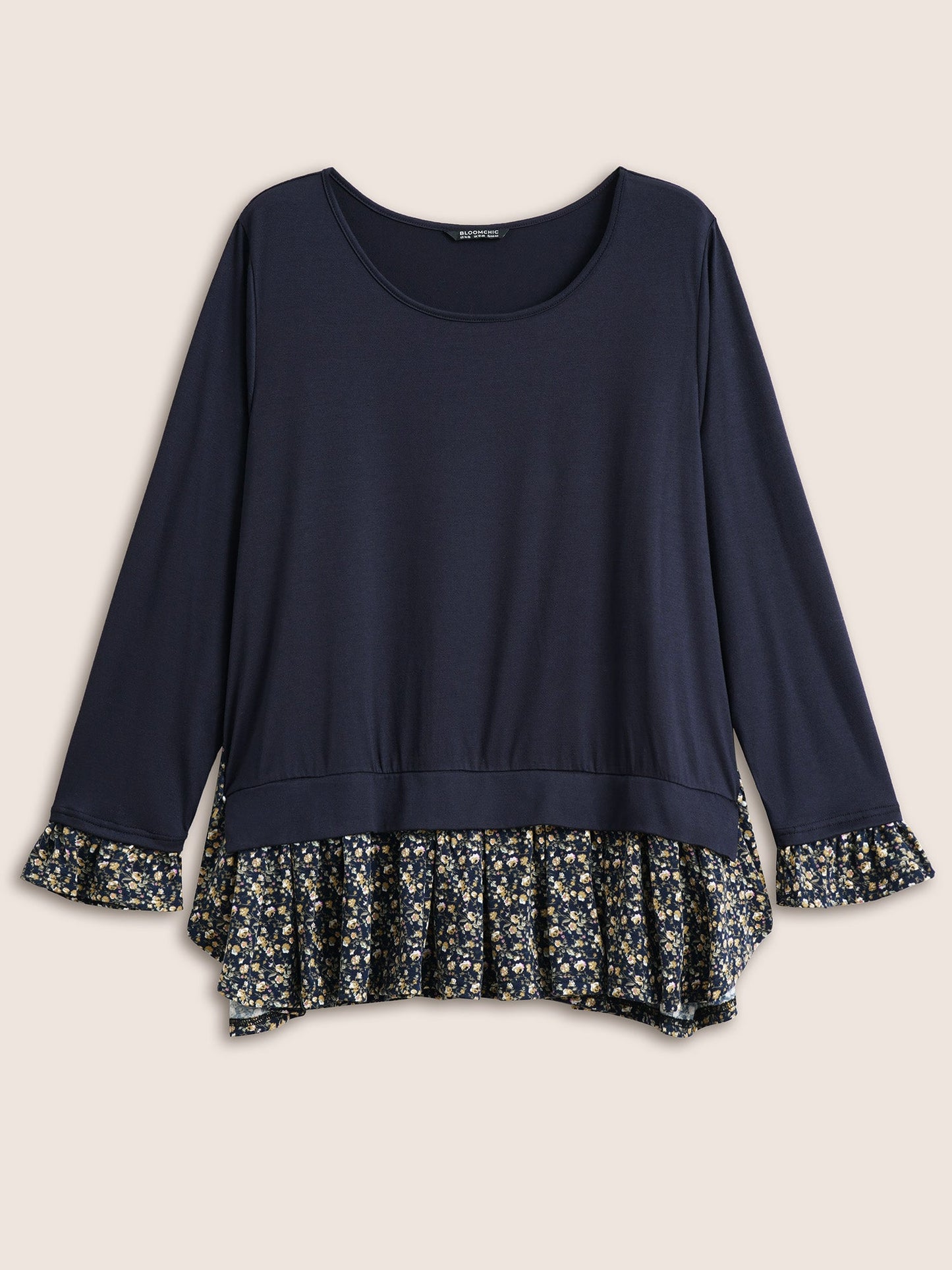 Ditsy Floral Patchwork Split Hem T-shirt