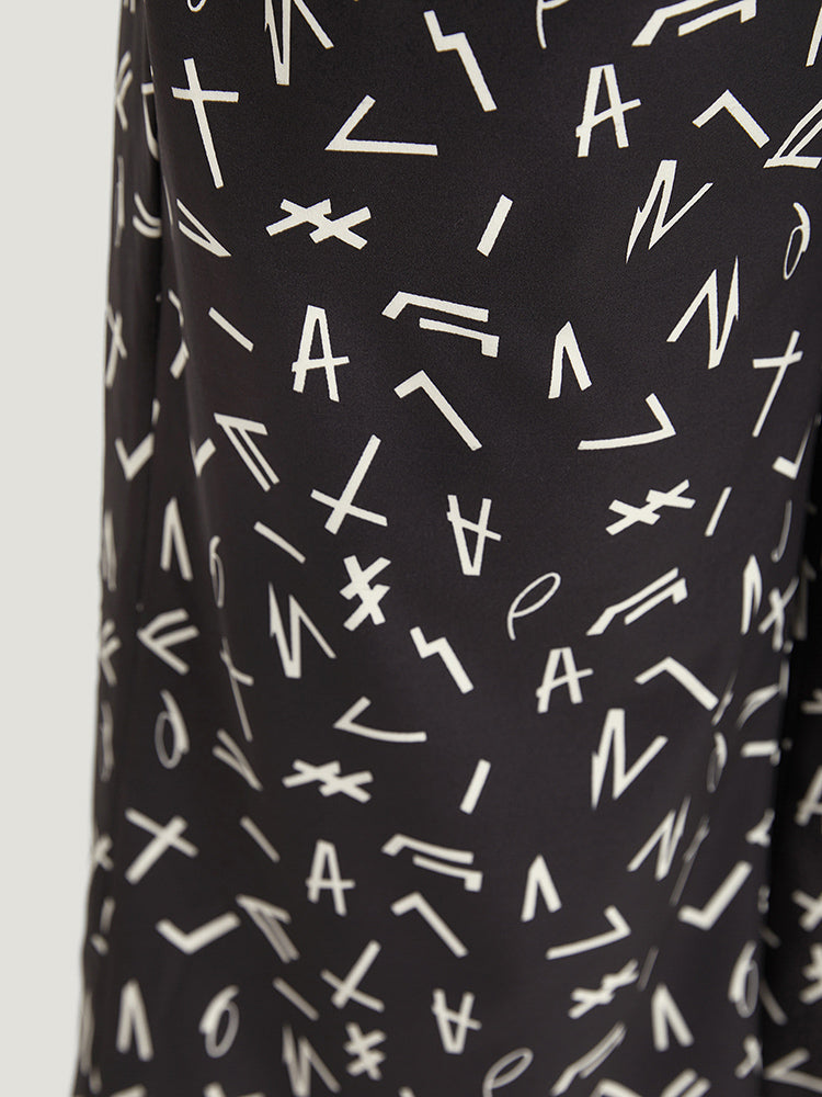 Geometric Print Pocket Loose Midi Pants