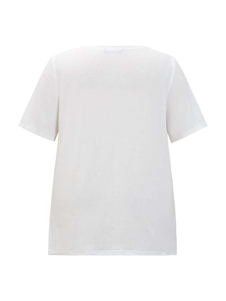 Floral Printed Contrast V Neck T-shirt