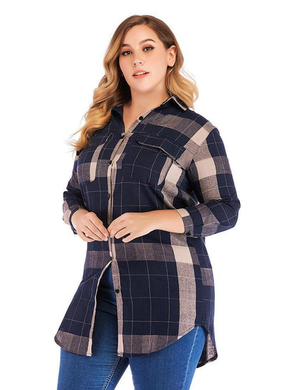 Classic Plaid Pocket Mid-length Shirt