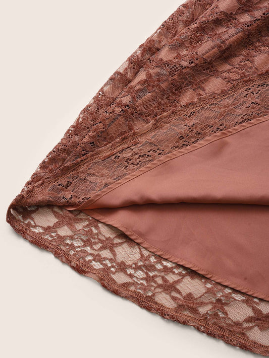 Crochet Lace Mesh Tiered Ruffle Trim Dress