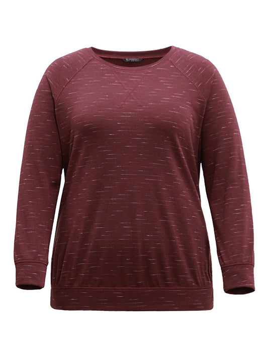 Plain Stitch Raglan Sleeve Round Neck Sweatshirt