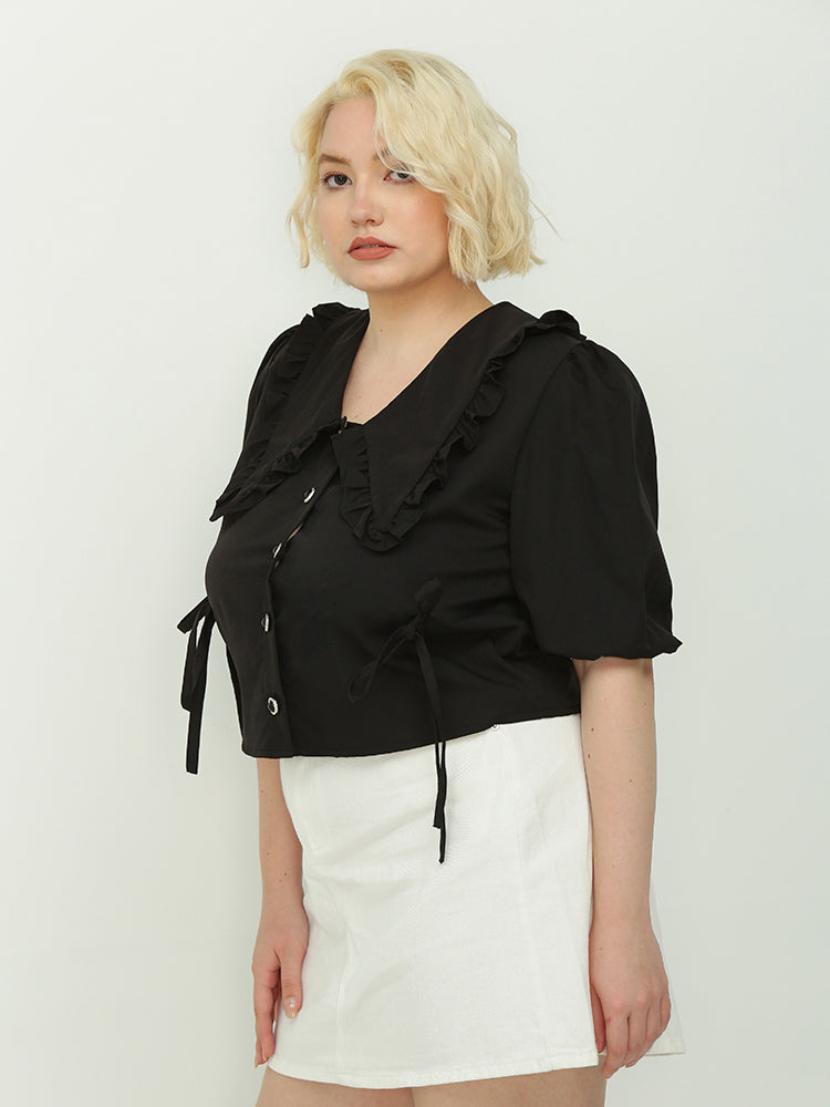 Peter Pan Collar Knotted Blouse