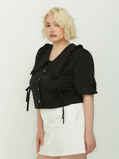 Peter Pan Collar Knotted Blouse