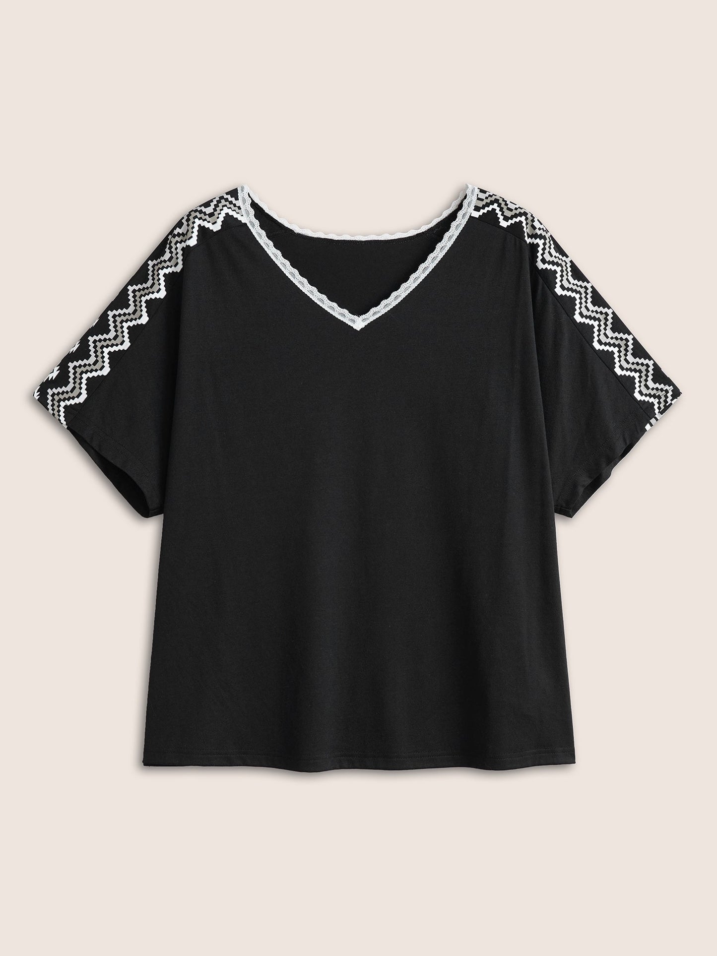 Geometric Print Batwing Sleeve T-shirt