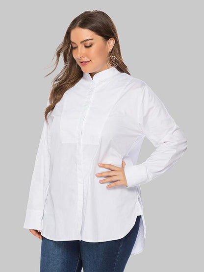 Causal Business Stand Collar Solid Shirt