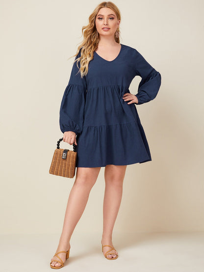 Balloon Sleeve Tiered Dress