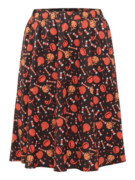 Halloween Pumpkin Print Skirt
