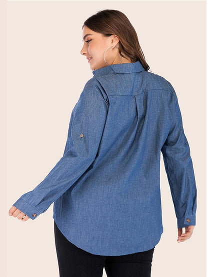 Denim Single Breasted Lapel Shirt