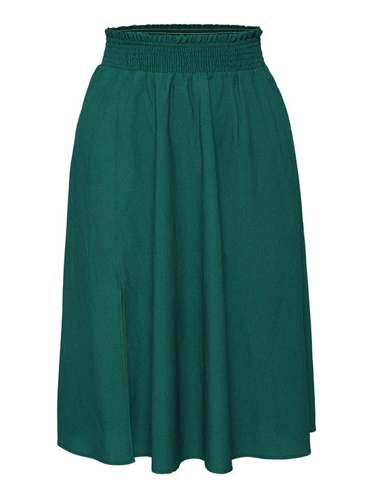 Plain Pocket Shirred Split Side Flutter Skirt