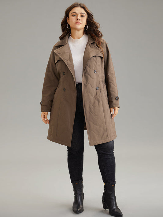 Lapel Collar Quilted Belted Cotton Jacket