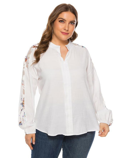 Hollow Out Sleeve V-neck Blouse