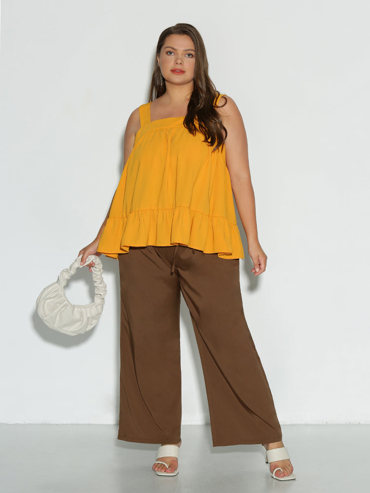 Ruffle Hem Backless Top