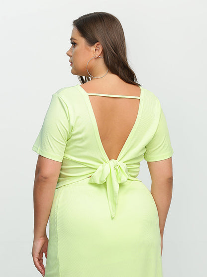 Backless Bowknot Short Sleeve T-Shirt