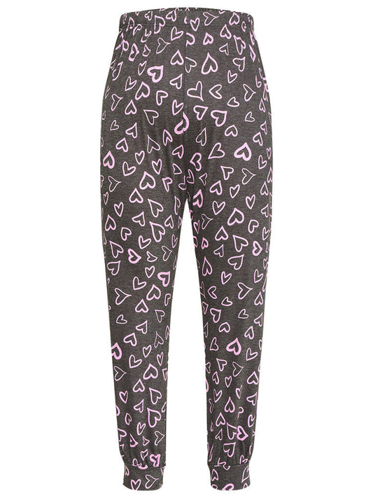 Heart Print Pocket Sleep Carrot Pants