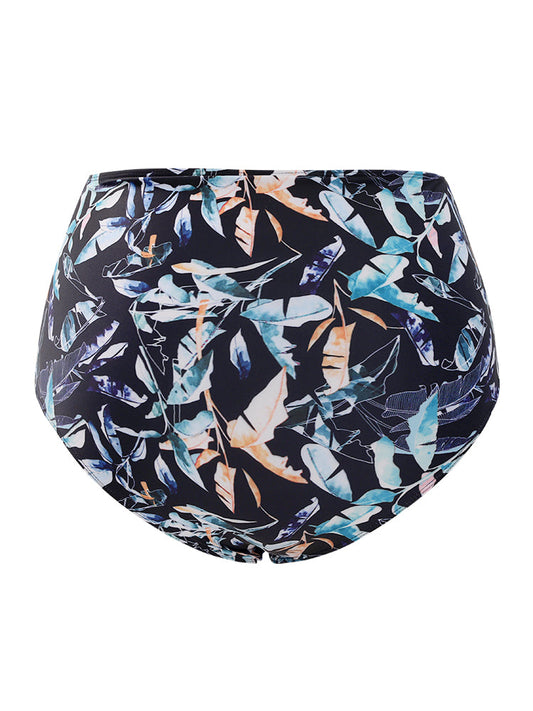 Tropical Print Ruched Front Bikini Bottom