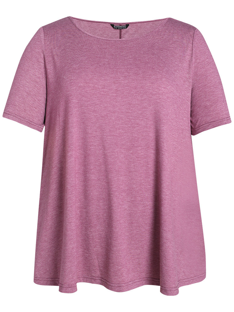 Plain Heather Pocket Round Neck T-shirt