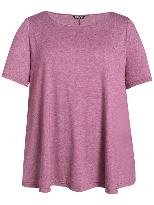 Plain Heather Pocket Round Neck T-shirt