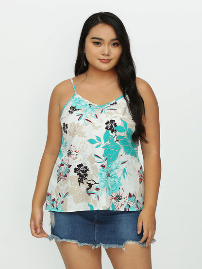 Floral V-neck Strap Tank Top