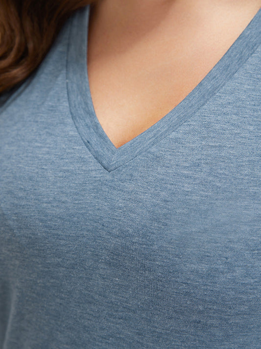 Plain Contrast Lace Bell Sleeve T-shirt