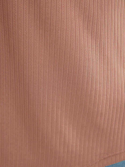 Solid Textured Drawstring Sleeve T-shirt