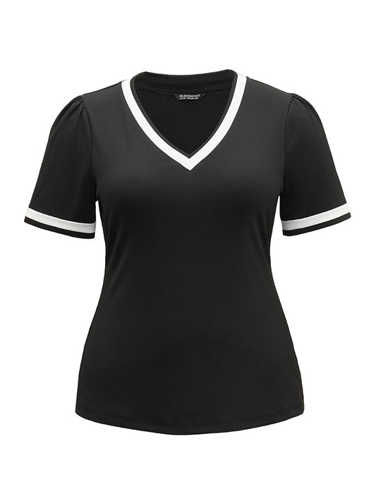 Halloween Contrast Trim V Neck Blouse