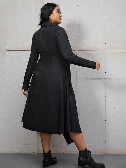 Ties Button Ruffled Shirt Dress