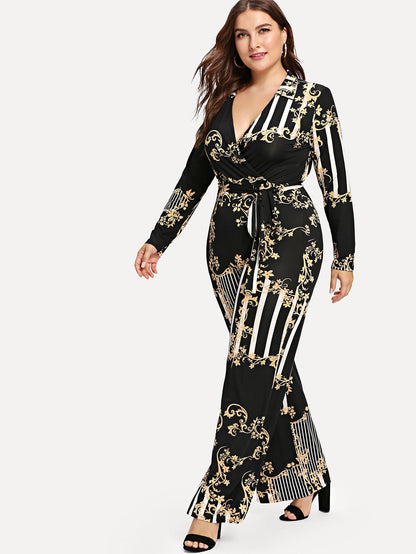 Scarf Print Wrap Palazzo Jumpsuit